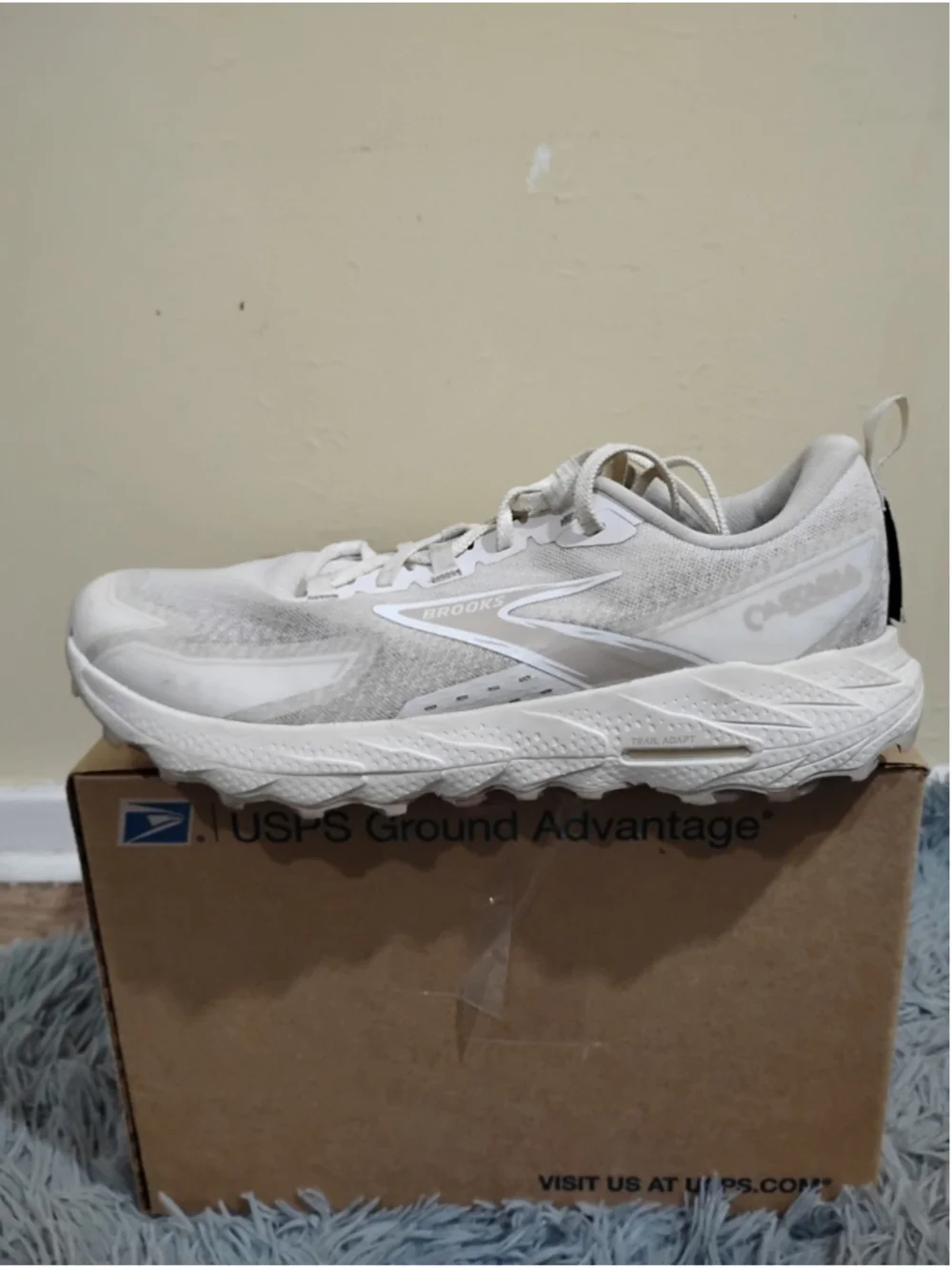 Brooks Cascadia 18 Women's Size 12 White Trail Adapt Running Shoes 1204161B146